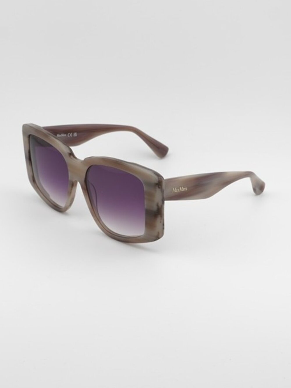Max Mara GLIMPSE6 MM0098 60Z Sunglasses Beige Butterfly Frame, Violet Lenses